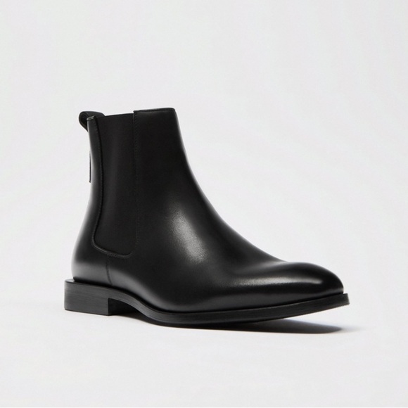 ZARA LEATHER ANKLE BOOTS - Picture 1 of 6